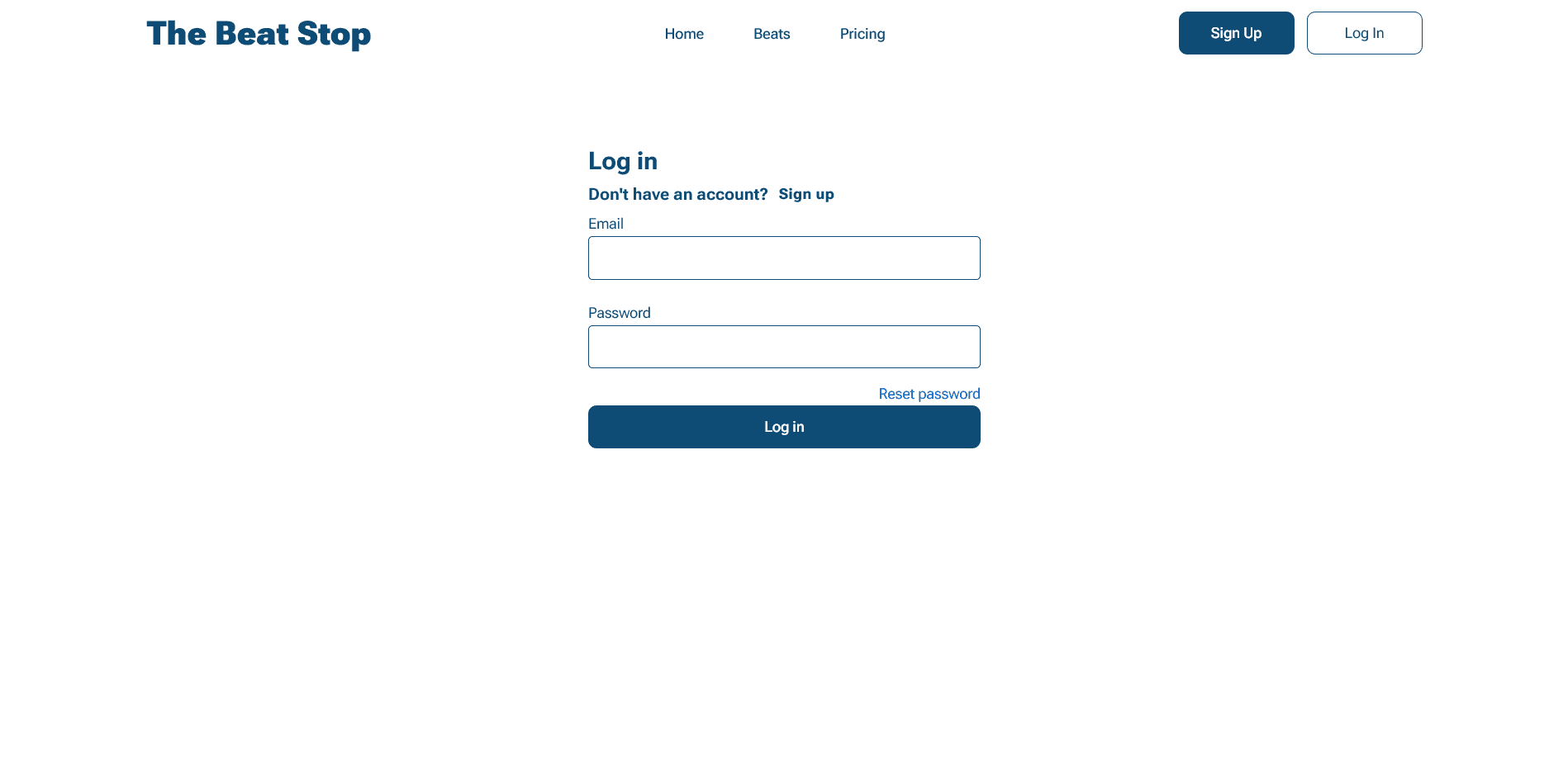 Login page of the beat stop website