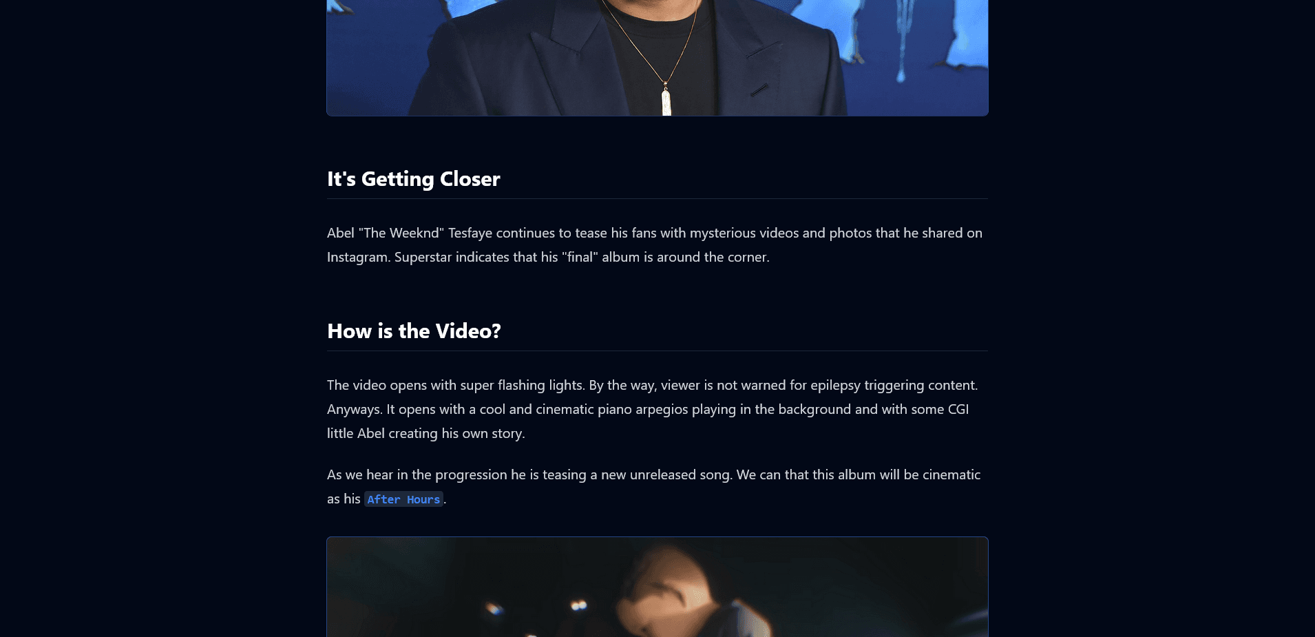 Article page of the ray's blog website
