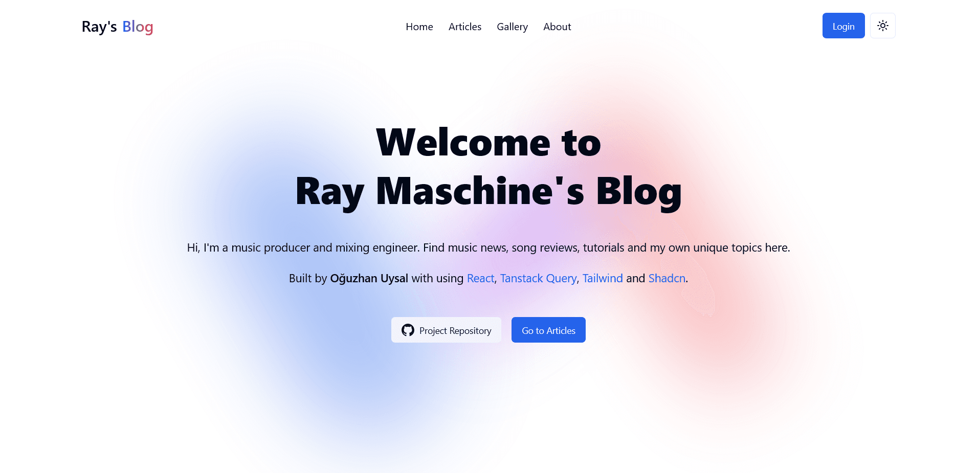 Main page of the ray's blog website